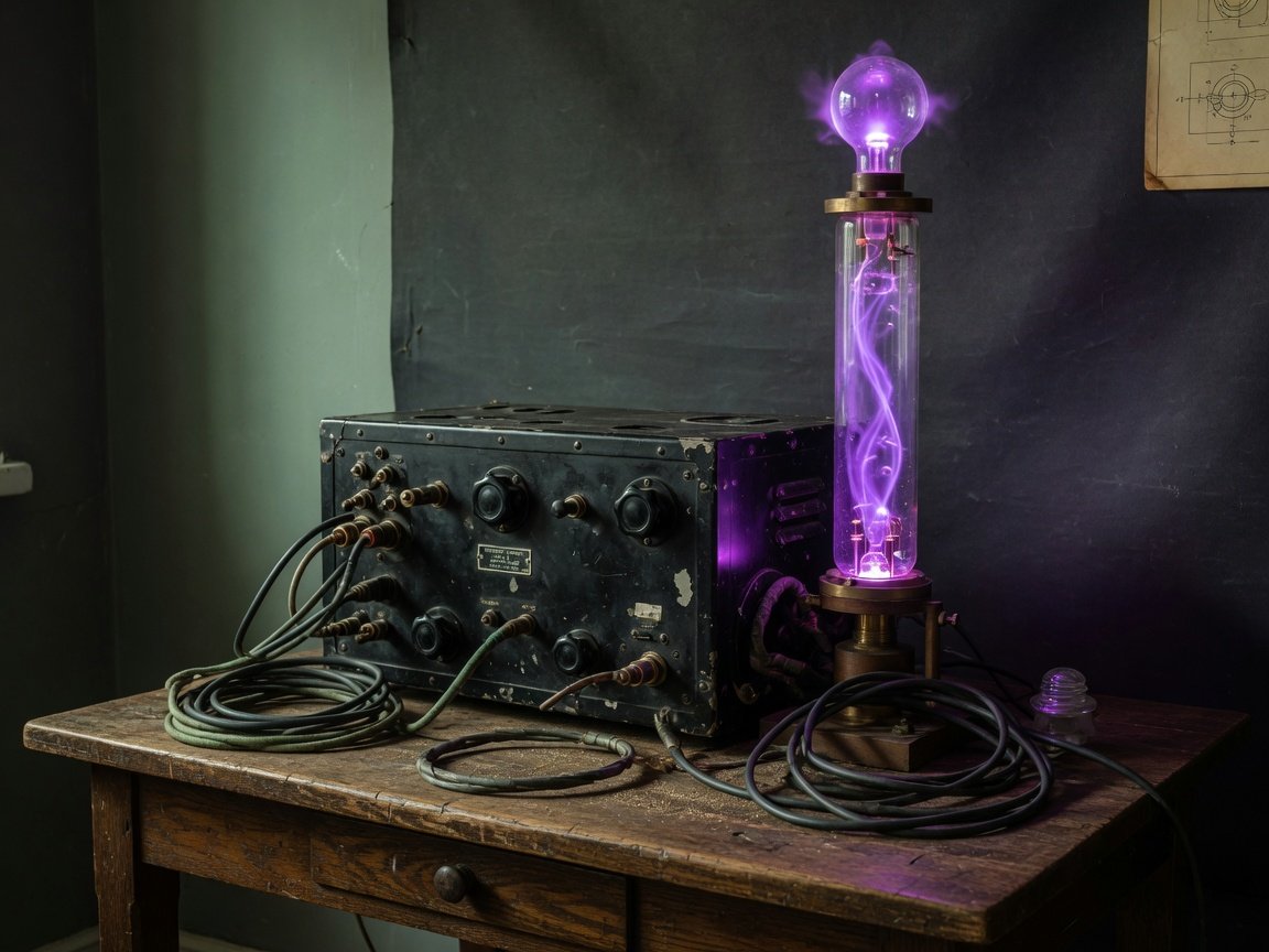 Historical recreation of a ray-tube frequency instrument with violet glow